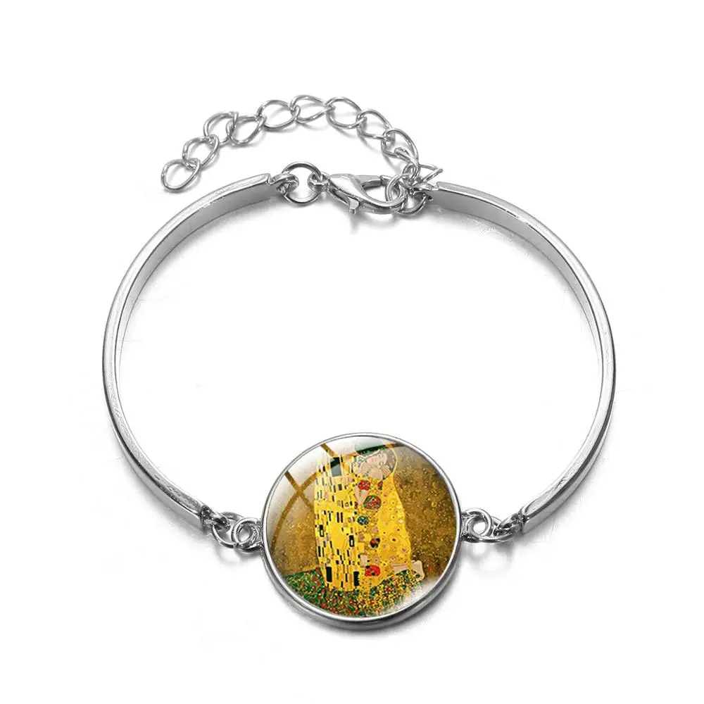 Браслет-цепочка со стеклянными камнями с изображением Густава Климта | Украшения
