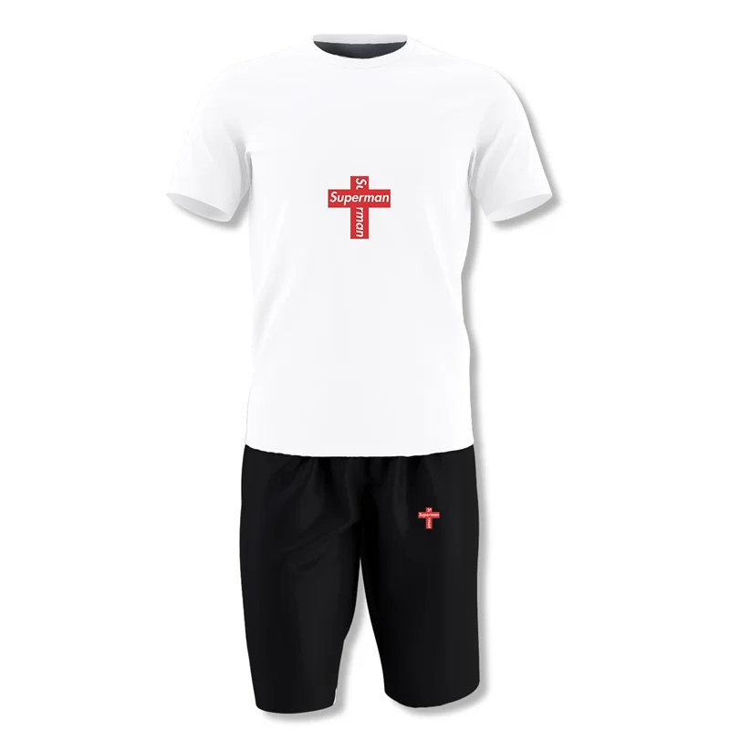 

Summer Men's basketball Sports T-shirt set Trip Shopping Loose and breathable Fitness Man court Field Quick dry 2-piece set