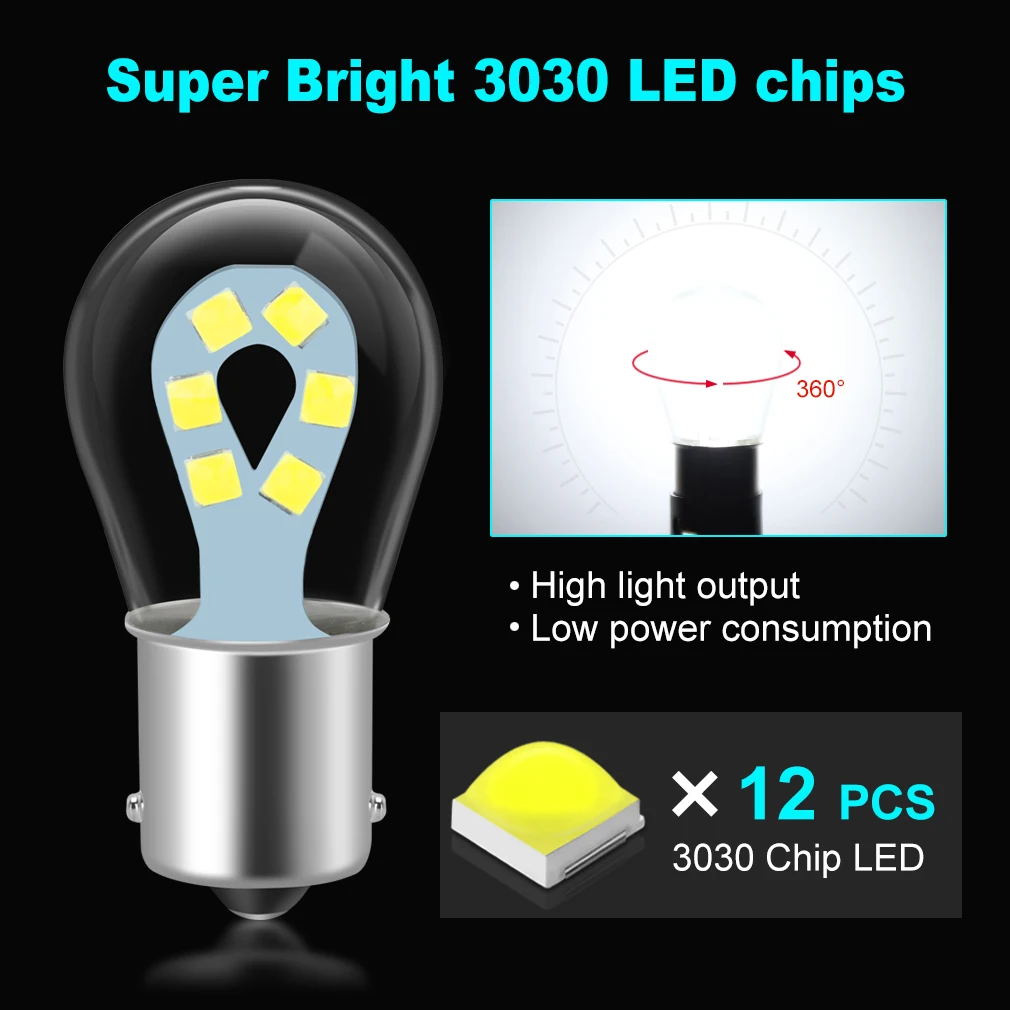 2 шт. Автомобильные светодиодные лампы 1156 BA15S P21W BAU15S PY21W 1157 BA15D BAY15D P21/5W R5W R10W 12 В |