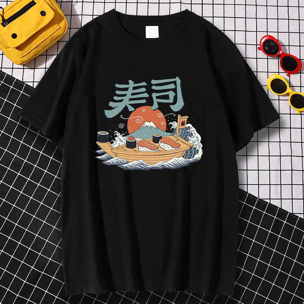 

Kawaii Clothing Sushi Comics Prints Tshirts Mens Hip Hop Breathable T-Shirt Summer Loose Tee Clothes Personality Sweat Kohpweran