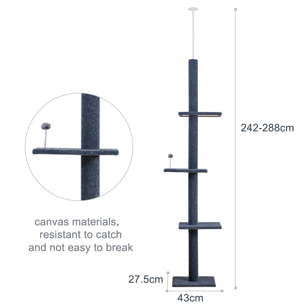 

95-113inch Pet Cat Tree Pet Tree for Cats Tower Cat Activity Tree for Pet House Play Furniture With Small Ball Interactive Toy