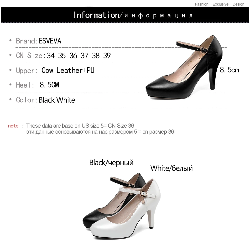 

ESVEVA 2020 Shoes Pointed Toe Sexy Thin High Heel Women Pumps Fashion Elegant Shallow Ankle Strap Women Single Shoes Size 34-39