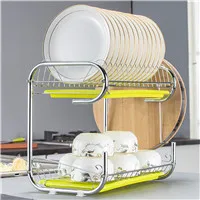 two layer Type C Стеллаж для сушки посуды доска для раковины Кухня хромированный блюдо подставка для сушки 2-х уровневые/3-х уровневая Ножи держатель/палочками для еды, оборот в минуту(R/N/S/дом типа на выбор - Цвет: two layer Type C