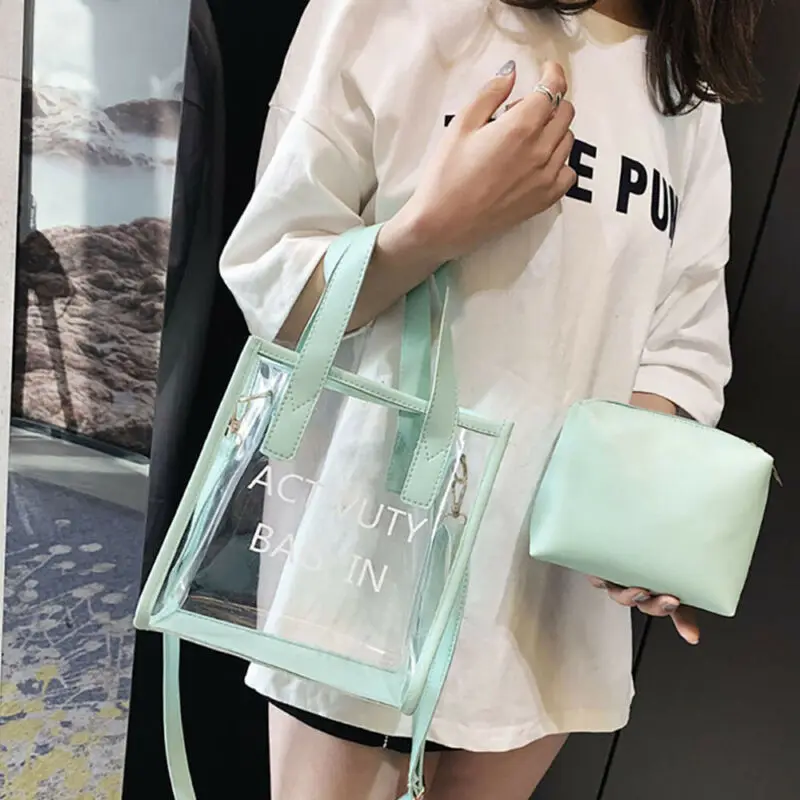 Clear Tote Bag Crystal PVC Transparent Bags Women Fashion Handbag Shoulder Beach | Багаж и сумки