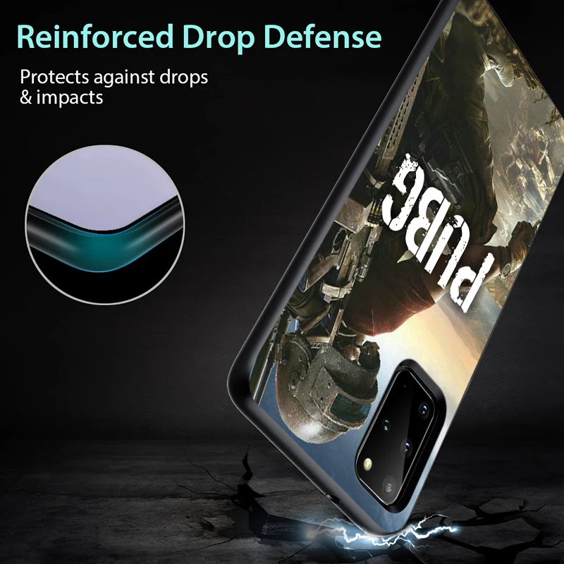 

Fashion PUBG Game for Samsung Galaxy S21 S20 FE Ultra S10 S10e S9 S8 S7 S6 Plus Lite Edge Black Phone Case