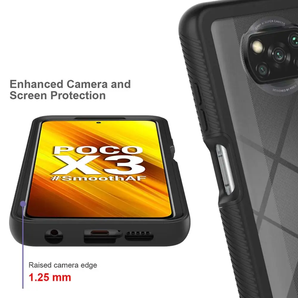 

360 Military Grade Protection Cover For Xiaomi Poco X3 NFC Mi 10T Pro 5G Mi10T 5 G Lite Redmi K30 S 3 in 1 Transparent Back Case