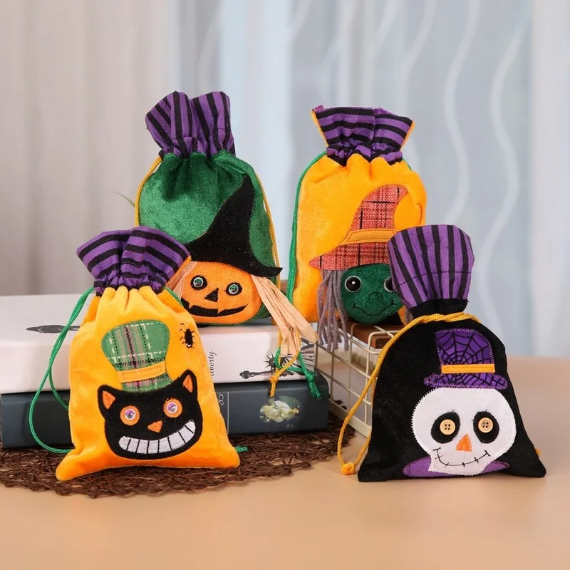 

New Halloween Decorations Non-woven Beam Mouth Candy Gift Bag Children Portable Pumpkin Bag