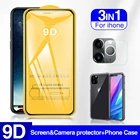 3 в 1 9D передняя + линза + чехол закаленное стекло для Apple iphone 11 11 pro max XS Max XR X 8 7 6 Plus SE 2020 Защитная пленка для экрана