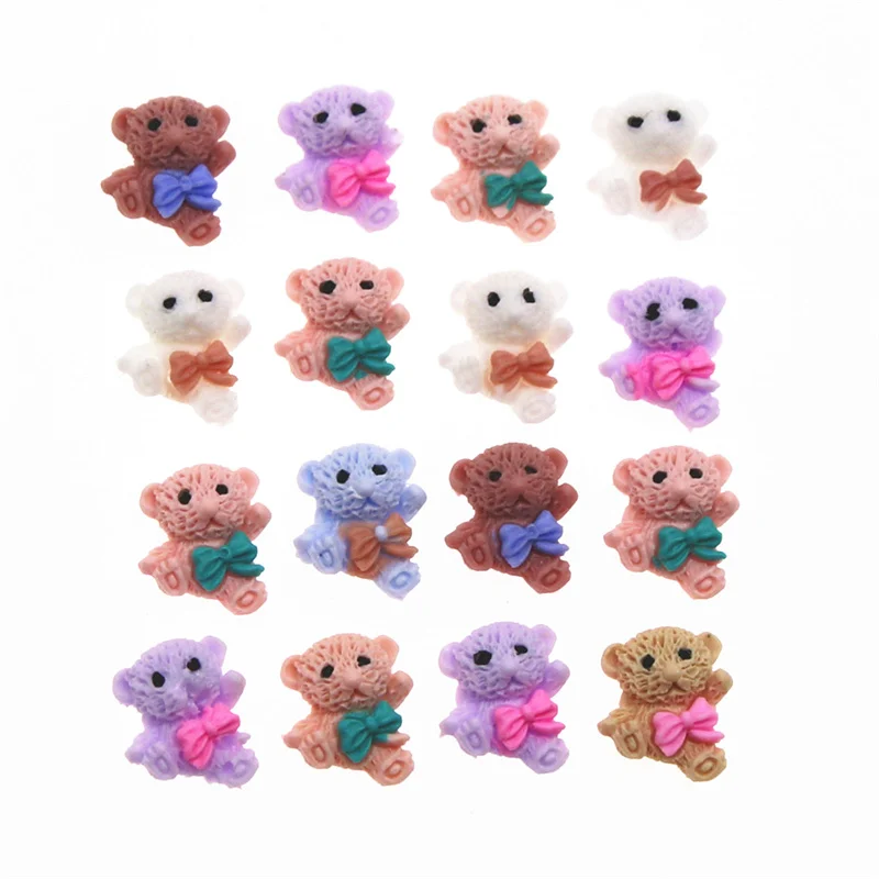 

50pcs Cute Bear Multicolor Resin Nail Art Decorations For Nails Glitter Scrapbook Embellishments Accessories 11x13mm