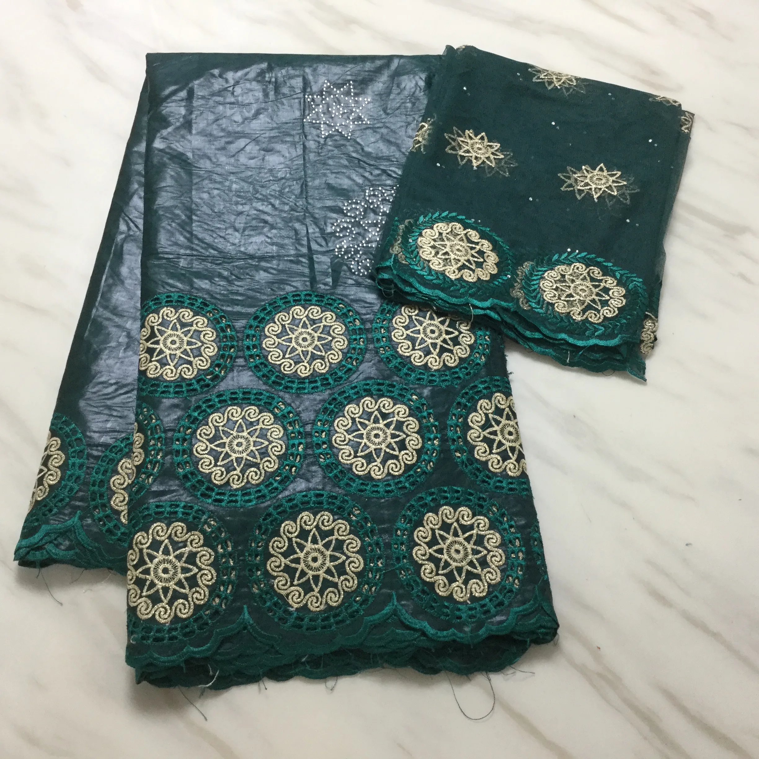 New hot sale African Bazin Riche Getzner Lace Fabric With stone Embroider Tulle for dress 2+5 yards FFP1123 | Дом и сад