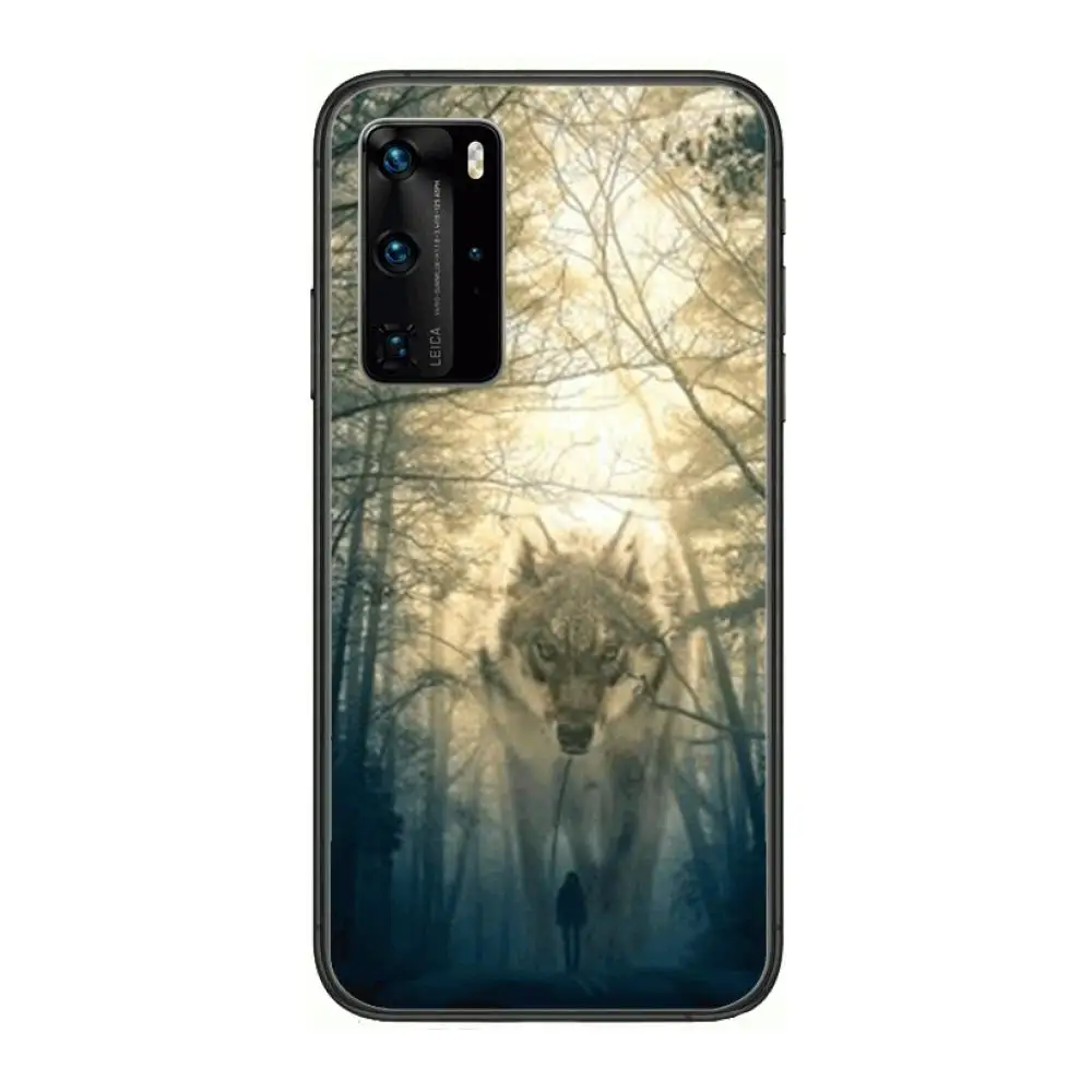 

Spirit Of The Wolf Black Moon Phone Case For Huawei P 40 30 20 10 9 8 Lite E Pro Plus Black Etui Coque Painting Hoesjes comic f