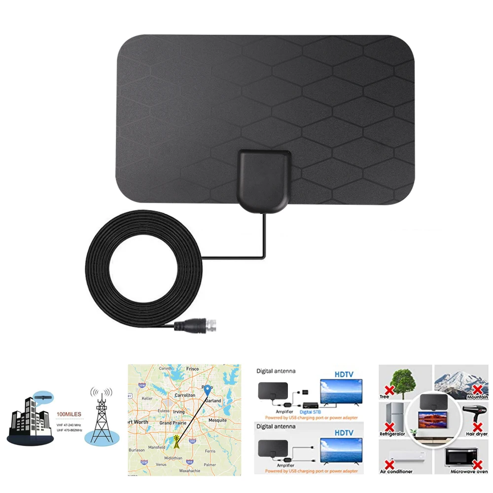 

Kebidumei 4K 8K Digital HD TV Indoor TV Antenna 280 Mile Range Active Indoor HD TV with Amplifier Signal Booster RADIUS Surfing