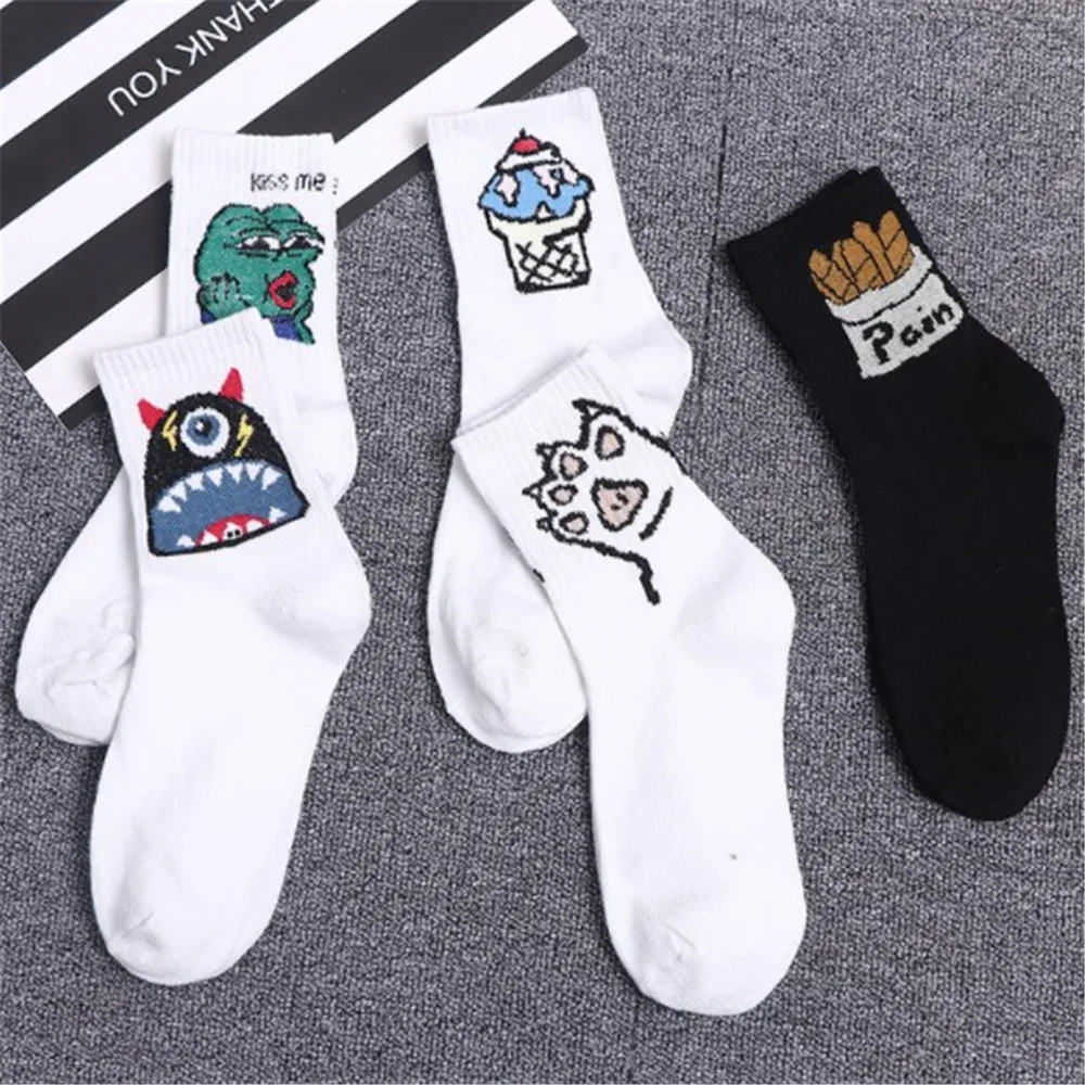 Носки женские хлопковые с забавным мультяшным аниме принтом|Мужские носки| |