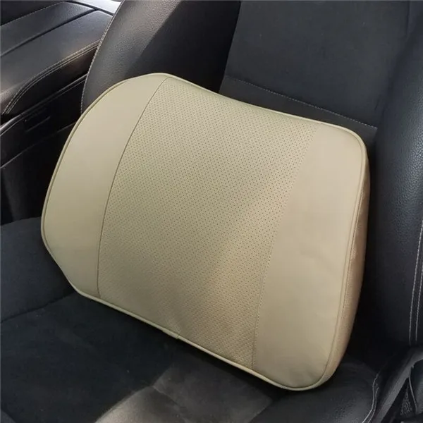 beige Подушка для спины из натуральной кожи для стула с эффектом памяти, поддерживающая поясницу подушка для офисного стула, компьютерного работника, подушка для водителя на талию - Название цвета: beige
