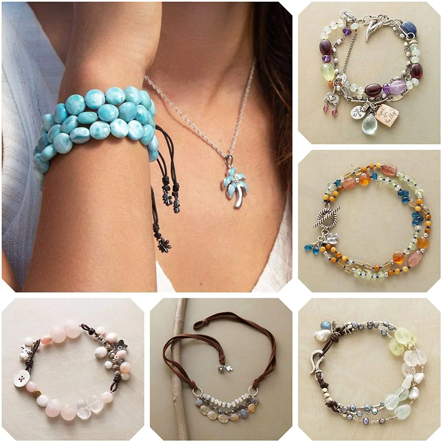 

Jewelry Making Supplies Kit,Amorphous Natural Oval Stone Gemstone Loose Beads Crystal Rocks with Earring Hooks Jump Rings Lobste