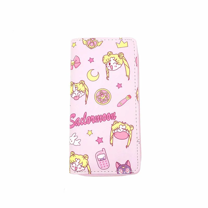 

Cute cartoon clutch bag printed single pull bag Anime Sailor Moon Cosplay PU purse lady zipper bag