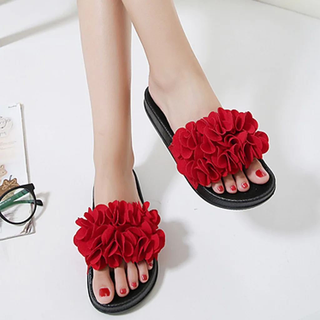 

Vogue Nice Women Slipper Summer Flower And Low (1cm-3cm) Flat With Slipper Fashion Casual Home Slippers Beach Shoes