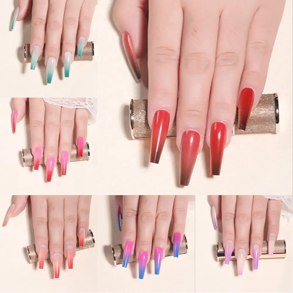 Гробные накладные ногти Европейская Радуга балерина для нейл-арта градиентные