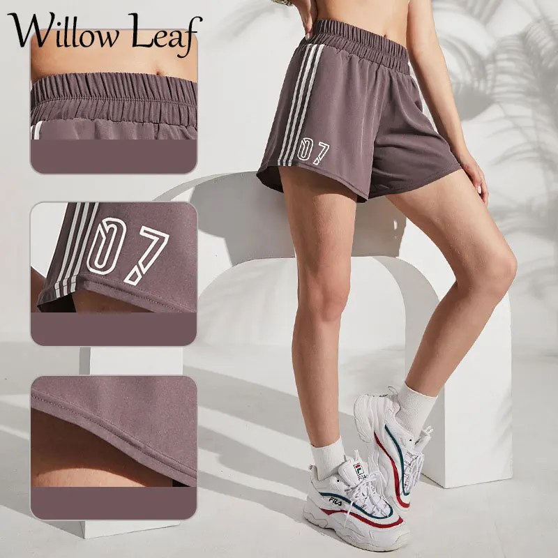 

Женские эластичные шорты для йоги Willow Leaf, летние шорты для тренировок, бега, домашних тренировок
