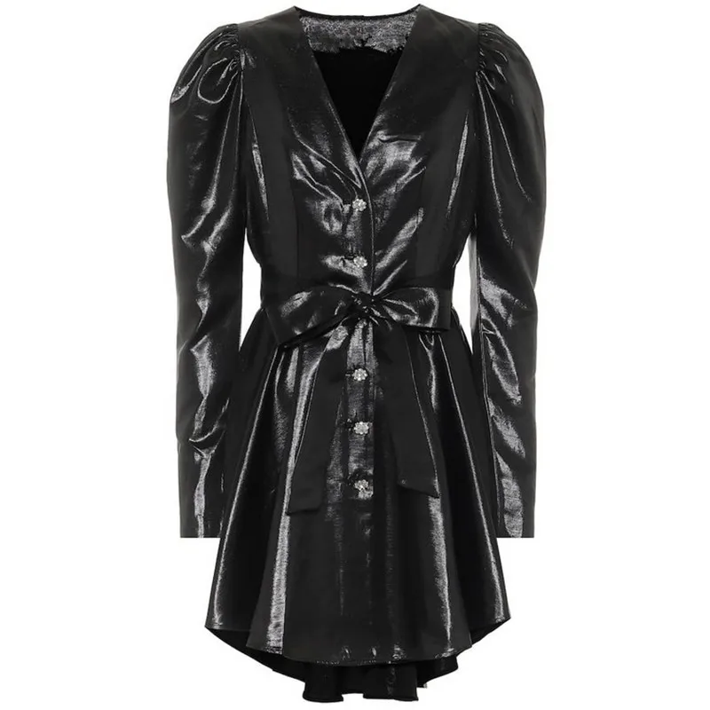 

2020 Early Autumn New Ladies Long-sleeved Waist Dress Temperament V-neck Dress