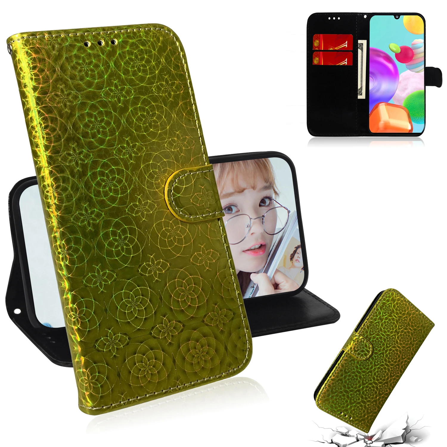 gradient color leather phone case for huawei honor 9 10 20 lite pro 8x 7a nova 6 se 7i 10i 20i p smart z 2019 flip book cover free global shipping
