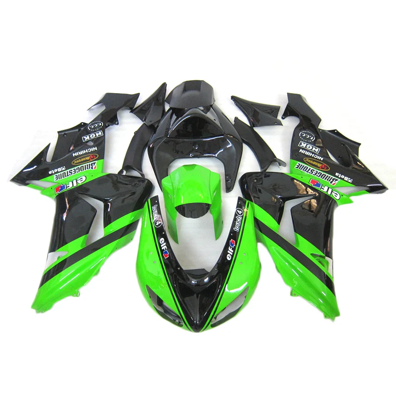 

Мотоциклетные Обтекатели Lucky Strike инъекции для 2006 2007 Kawasaki Ninja ZX10R комплекты зеленых и черных обтекателей ninja zx10r 06 07 FG51