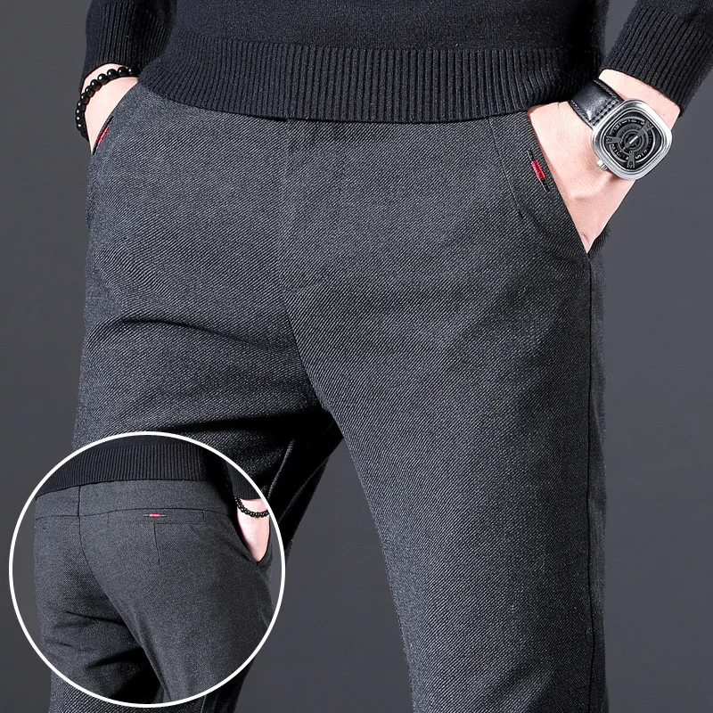 

Black Gray Blue Men'S Fashion Stretch Casual Pants Spring New Business Classic Slim Trousers High Quality Simple And Versatile