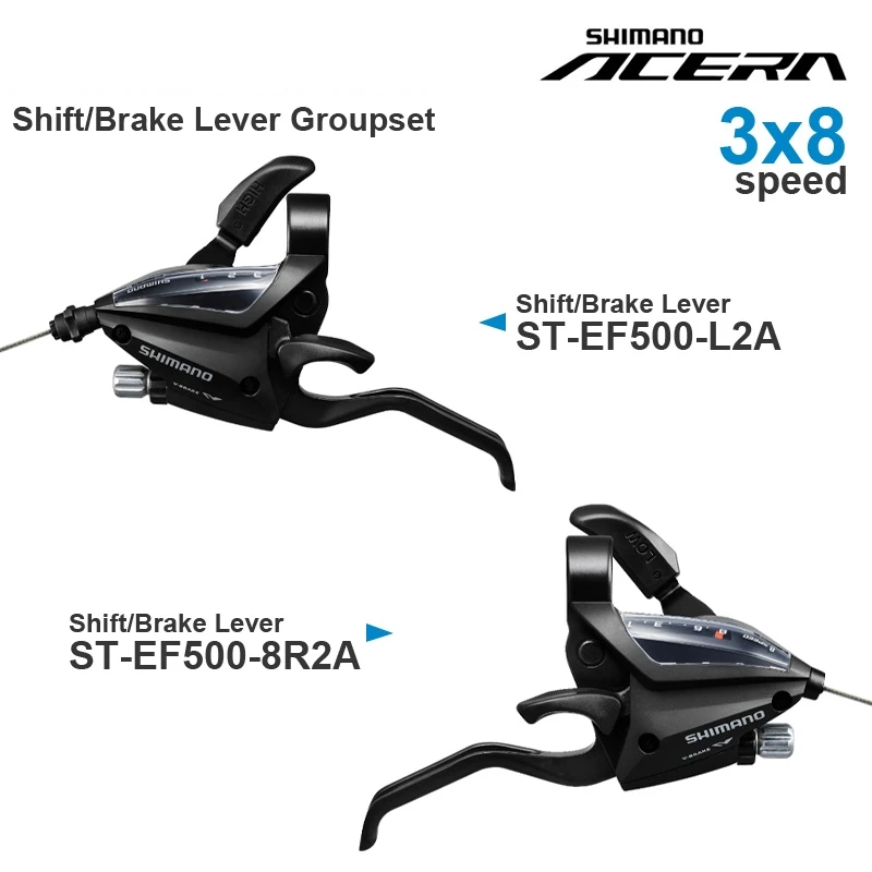 Переключатель передач/тормоз SHIMANO ACERA EF500 3x8 в, размер рычага 2 пальца, передние скорости 3x8, оригинальные детали
