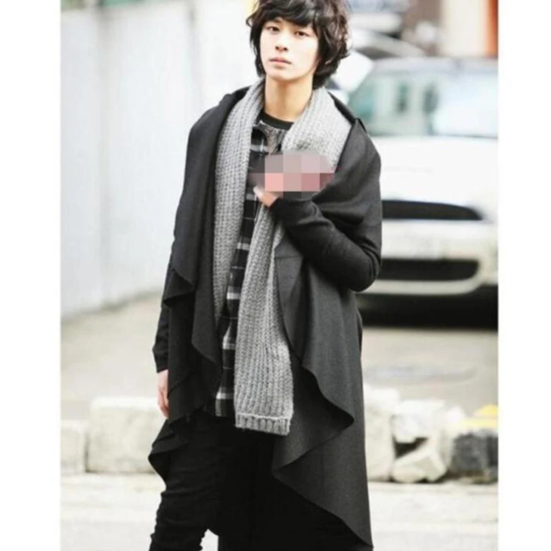 Мужская Длинная шерстяная ветровка в Корейском стиле Осень-зима