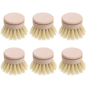 Практичная щетка для мытья посуды 6 шт. сменная щетка для мытья посуды деревянная щетка для мытья посуды многоразовая кухонная буковая щетка
