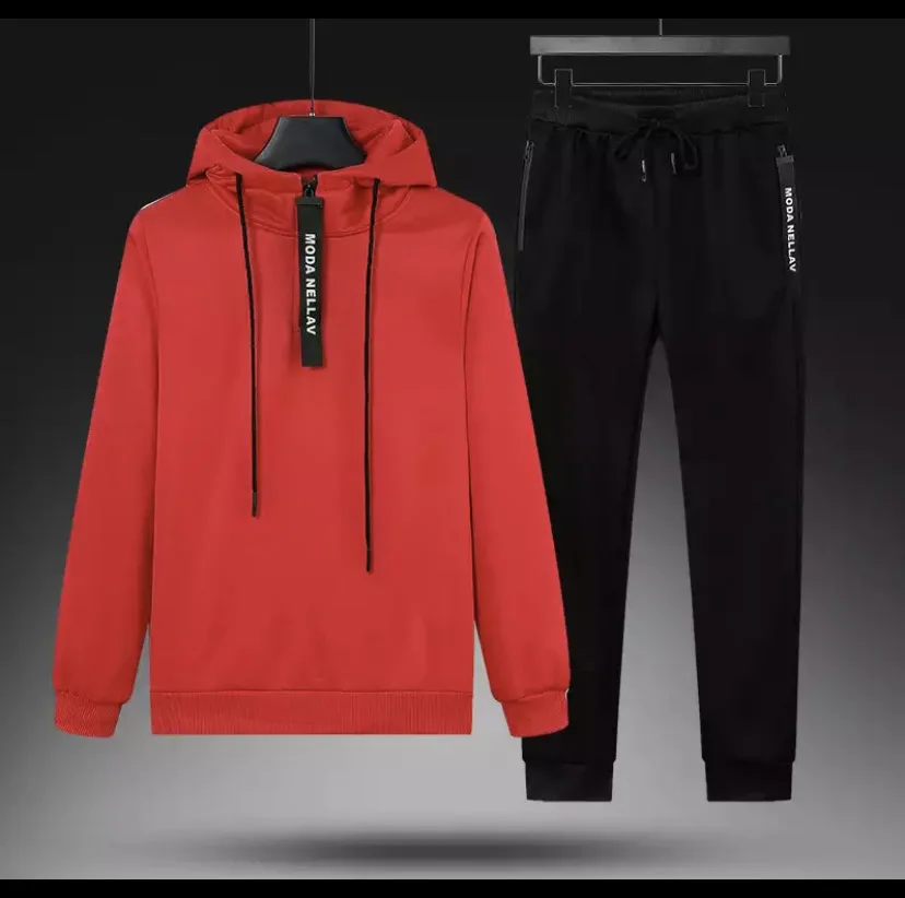 

2021 new casual hooded set sportswear hooded yarn + sweatpants 2-piece set men's 2-piece Set + casual fashion letter men's