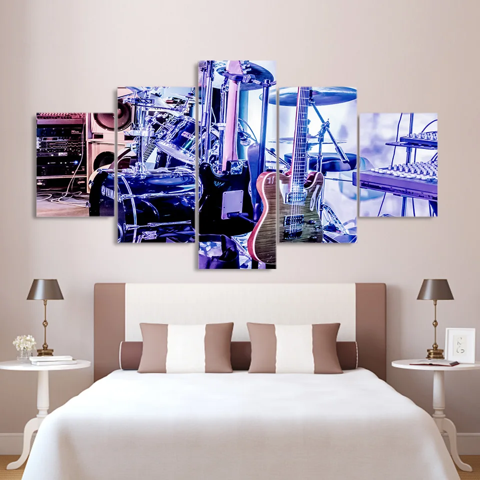 

Modern Guitar Piano Drum Instrument Music Wall Art Print Canvas Painting Nordic Posters and Prints Picture Home Decoretion Home