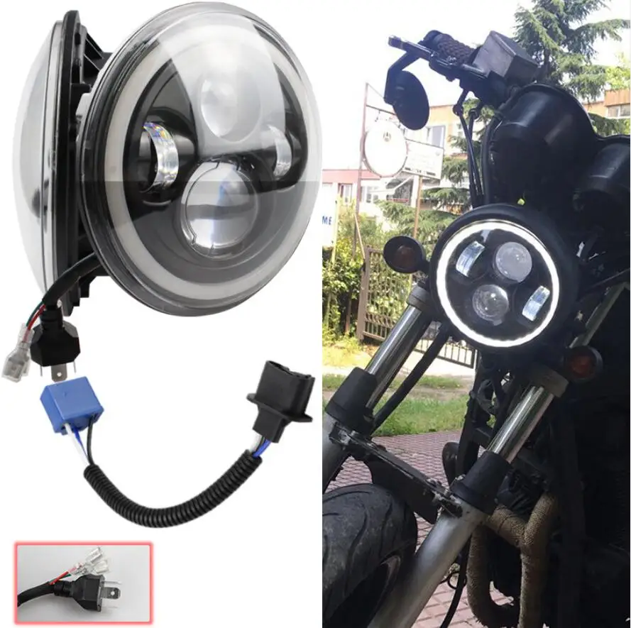 

LED Motorbike Auxiliary HeadLights 5.75" LED Scooter Headlamp Assembly Motorcycle LED Headlight for Harley Motorcyle