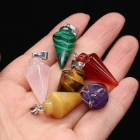 natural stone pendants cone shape amethysts red agates charms for jewelry making diy women necklace earrings gifts