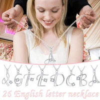 2021 new fashion classic retro 26 letters initial necklace alphabet name pendant zircon necklace birthday jewelry for women girl