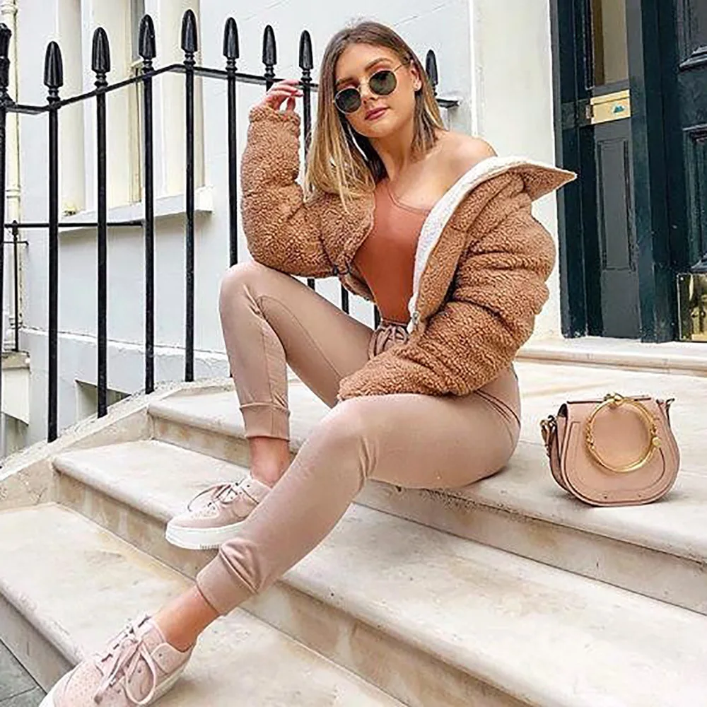 Artsu Autumn Winter Warm Thick Lamb Teddy Bear Coat Women Fleece Two-color Double-sided Fluffy Faux Fur Jacke ASCO60419