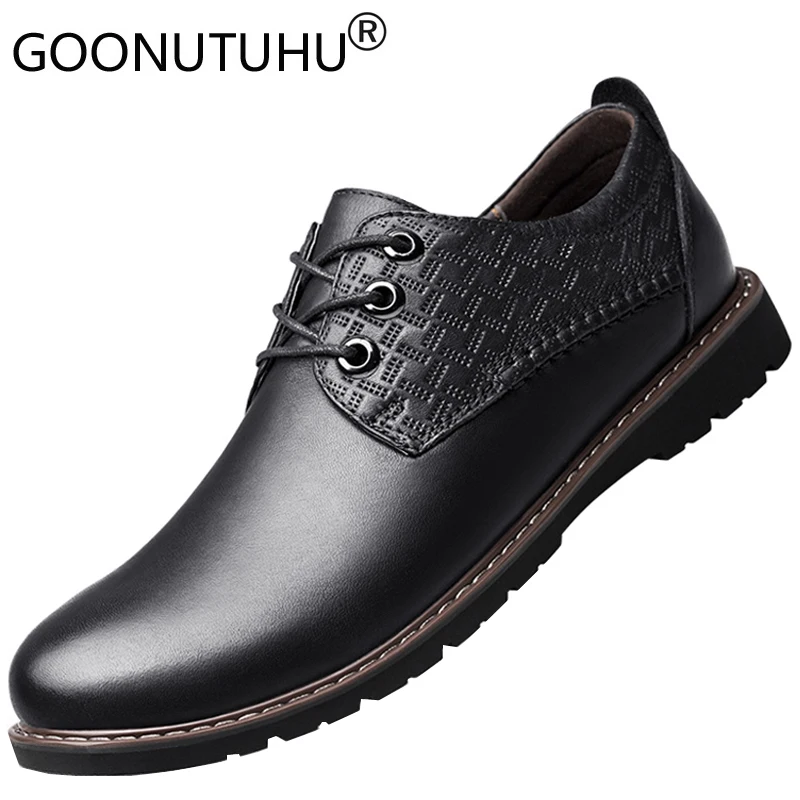 2021 Style Fashion Men's Shoes Casual Genuine Leather Classic Or Brown Black Derby Shoe Man Comfortable Shoes For Men Size 37-48