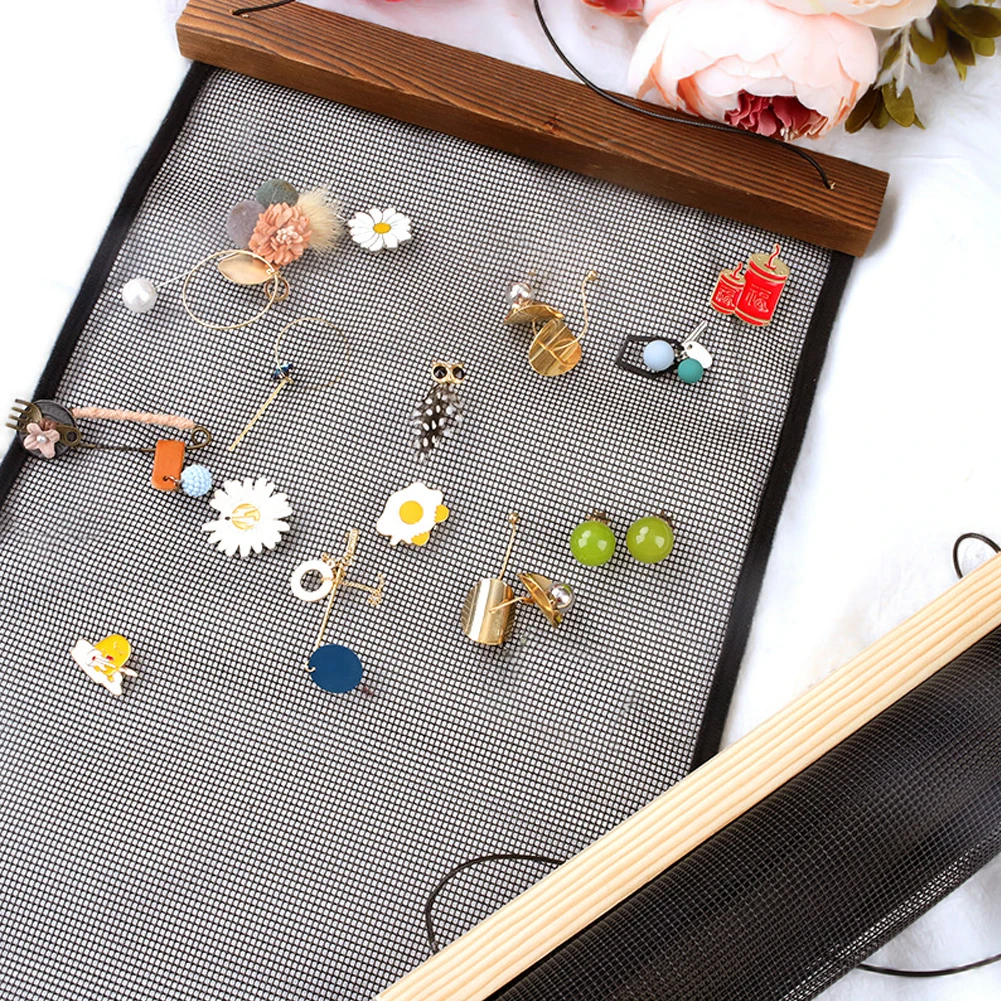 

Jewelry Display Multipurpose Earring Organizer For Women Mesh Cloth Anti Lost Wall Hanging Home Decor Practical Holder Sturdy