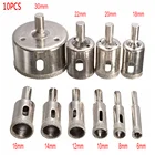 Набор сверл для алмазного стекла, набор из 10 насадок для сверления плитки, мрамора, стекла, керамики, для электроинструментов 6 мм-30 мм