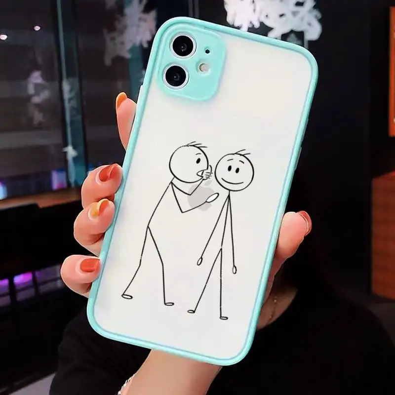 

Minimalist line art villain Phone Case Matte Transparent for iPhone 7 8 11 12 s mini pro X XS XR MAX Plus cover funda