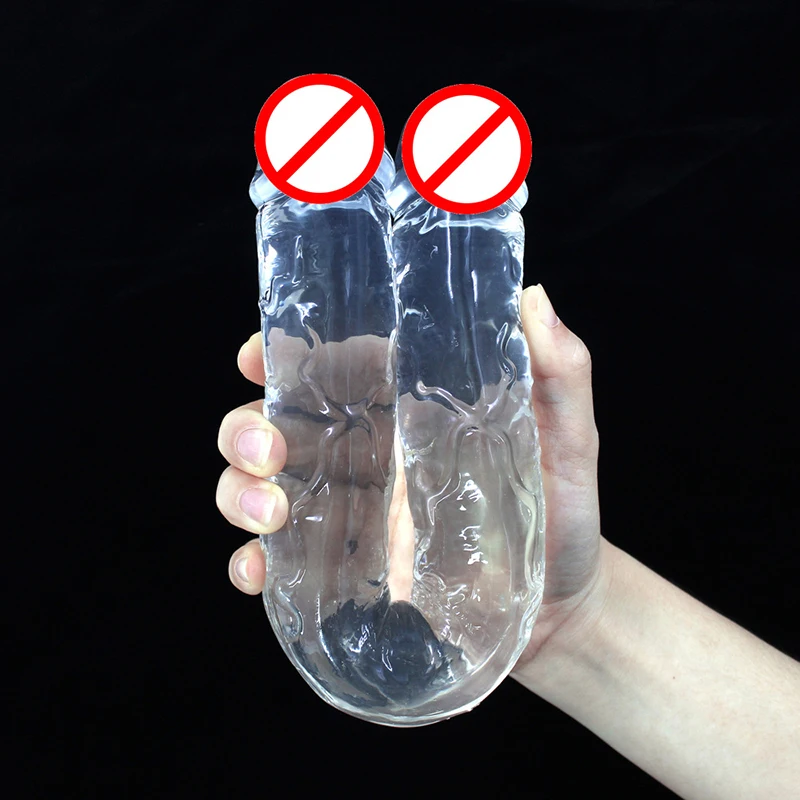 Фаллоимитатор с двойной головкой длинный Желейный реалистичный фаллоимитатор