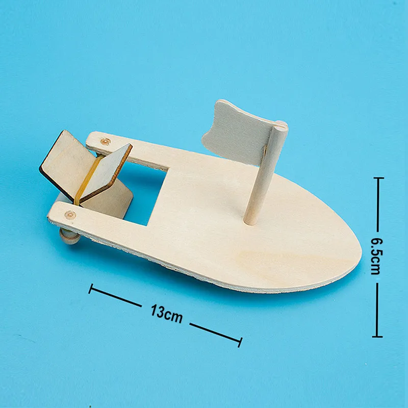 

Wooden Sailboat Children Handmade DIY Science Experiment Toys Elastic Band Assembling Boat Toy