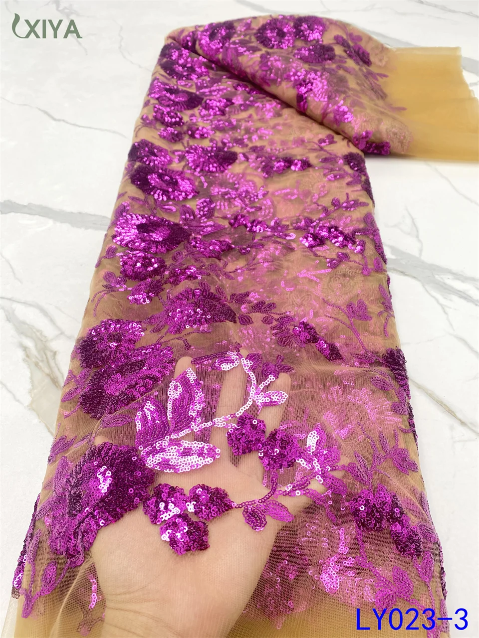 

Новейшая кружевная ткань с синими блестками, французская сетчатая кружевная ткань, Высококачественная африканская кружевная ткань для сва...