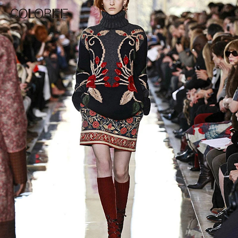 COLOREE осень зима 2019 новый женский свитер Элегантная вышивка длинный рукав