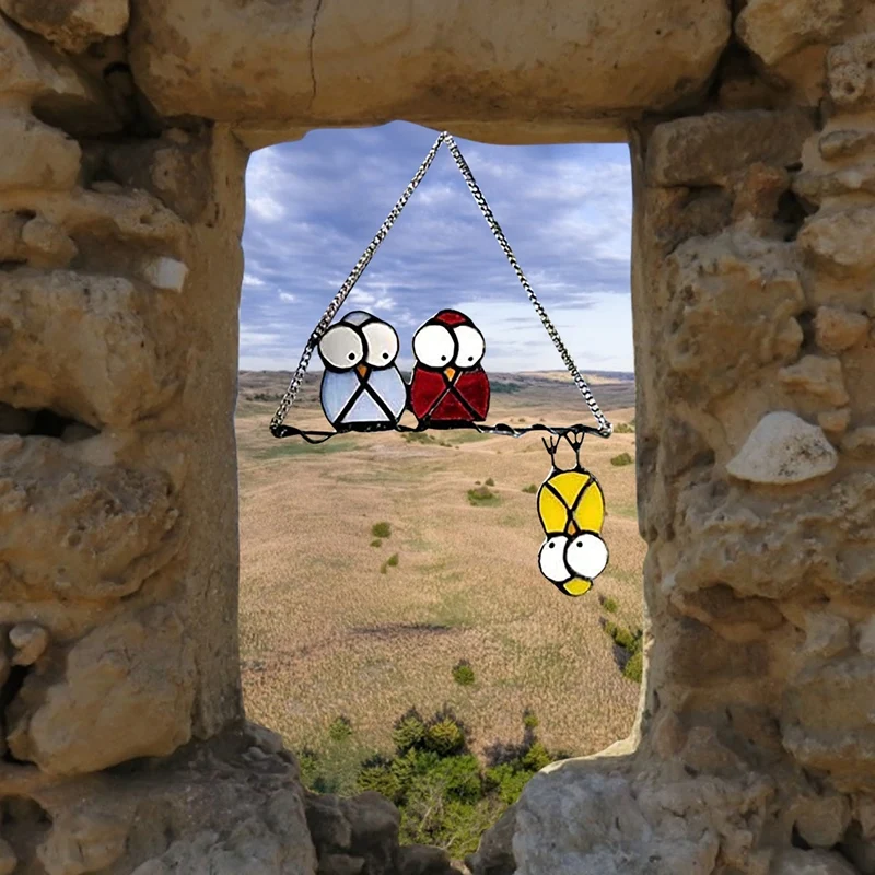 

Bird Species Stained Pendant Window Hanging Suncatcher Acrylic Birds Hanging Decoration Crafts Stained Window Panels