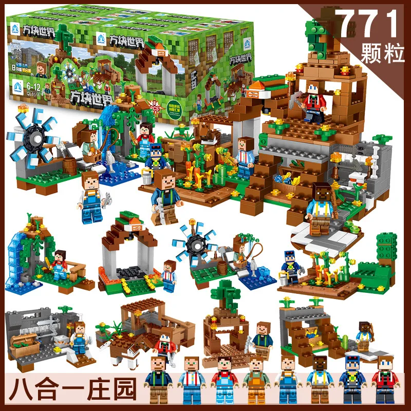 8 в 1 771 шт. мой мир деревушка техника легогенные шахматы Playmobil строительные блоки