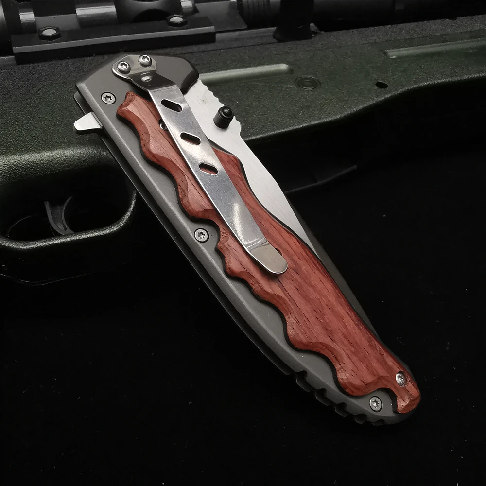 

23CM (9') 58HRC Folding Knife Pipe Cutter Pocket Knives 8CR15Mov Blade Wood Handle Camping Hunting Survival Outdoor Knifes Tool