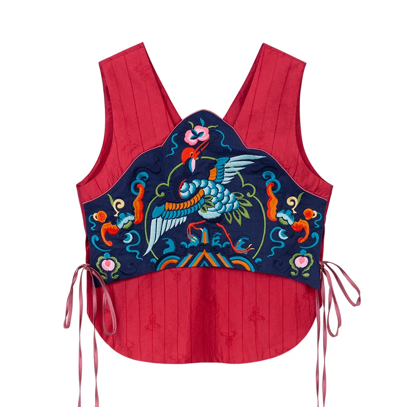 

Chinese style embroidered sleeveless jacket 2021 new summer wear small vest women