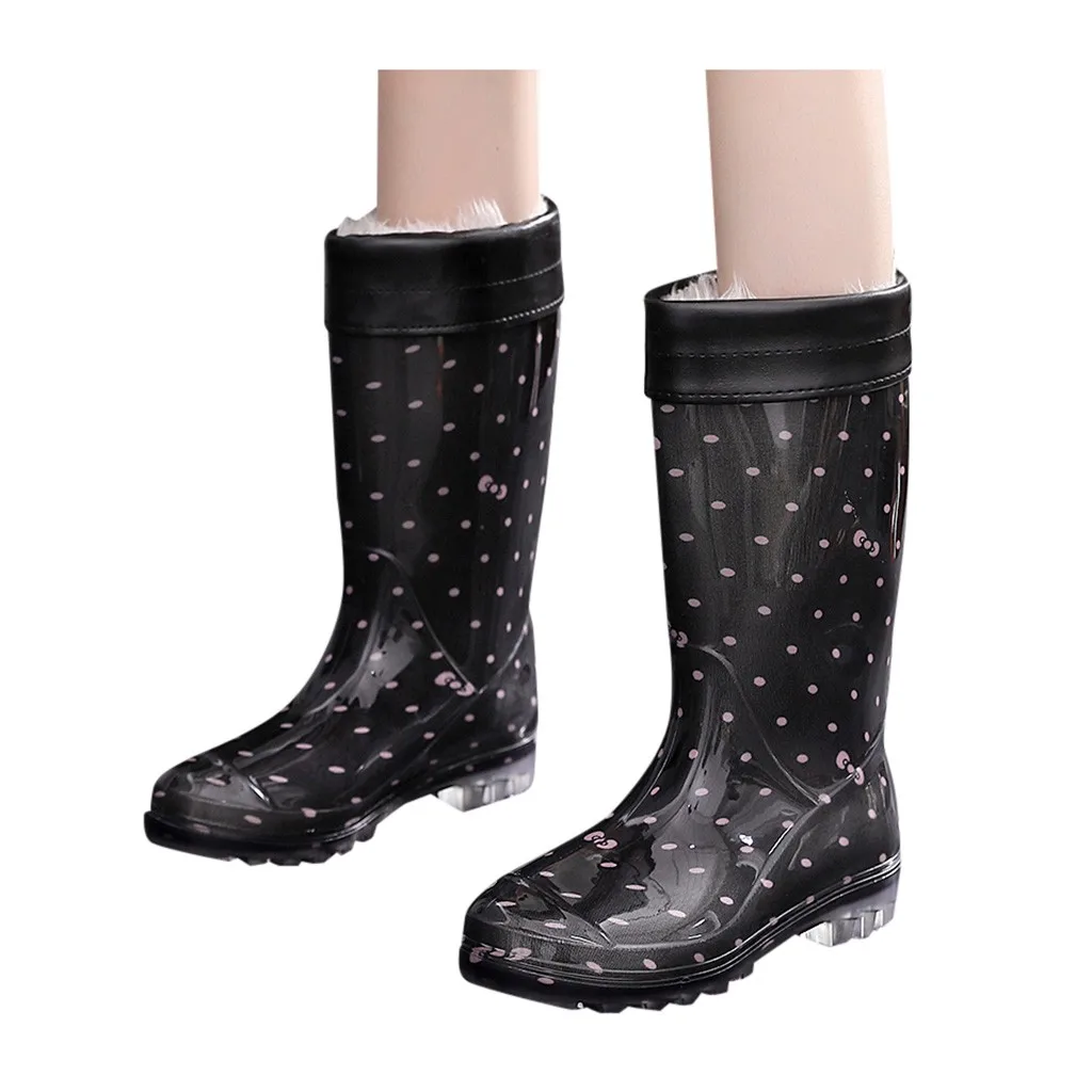 Женские Нескользящие непромокаемые сапоги в стиле панк теплые плюшевые со