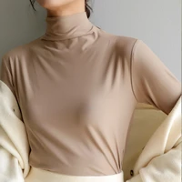 silk semi high neck bottoming shirt for fallwinter womens new style inner coat skin friendly soft basic mask woman tshirts